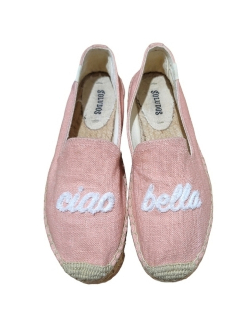 Soludos Ciao Bella Smoking Slipper Espadrille Flats Size 7 Blush Pink